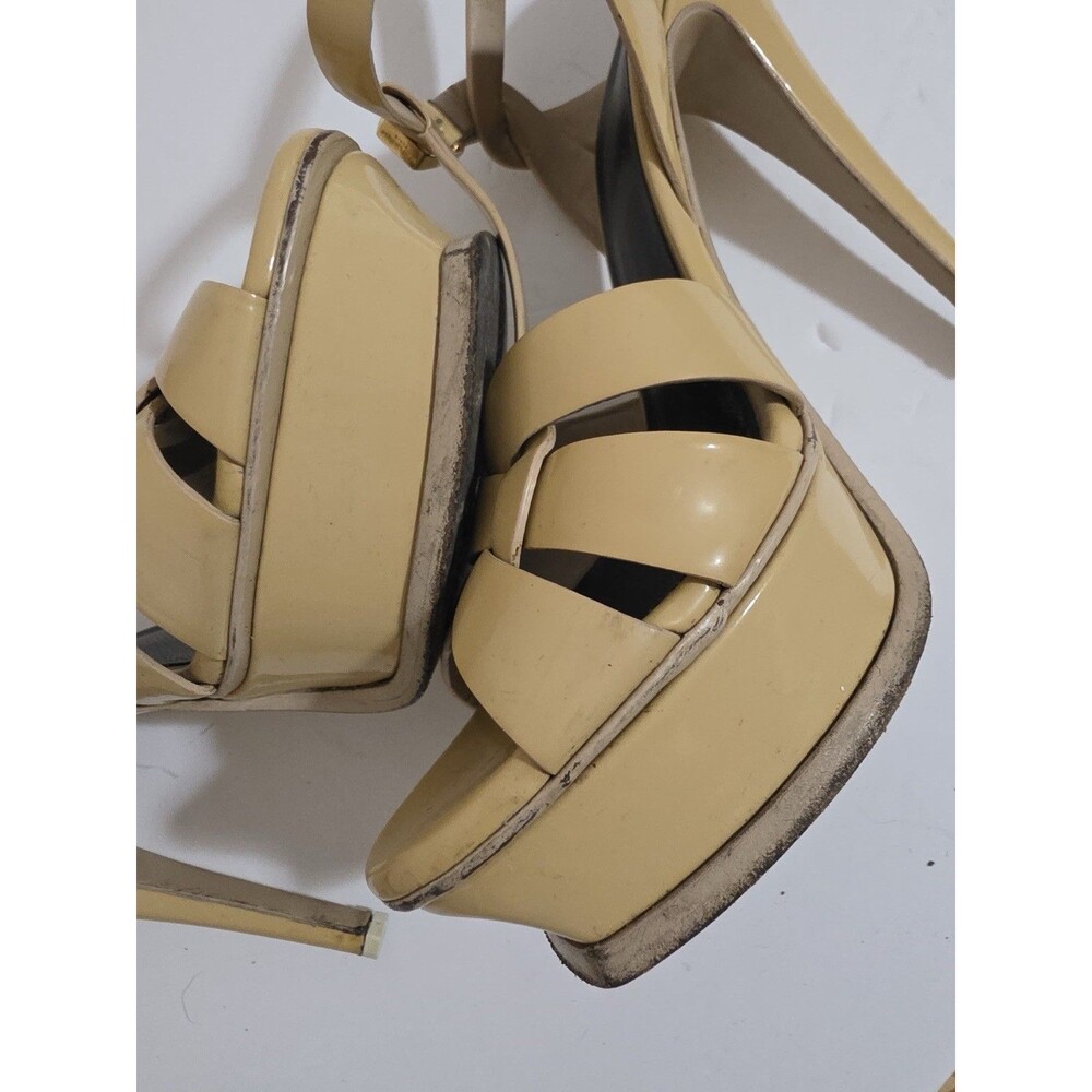 Saint Laurent YSL Tribute Platform Sandals – Nude Patent Leather – Size 37 - Picture 3 of 7